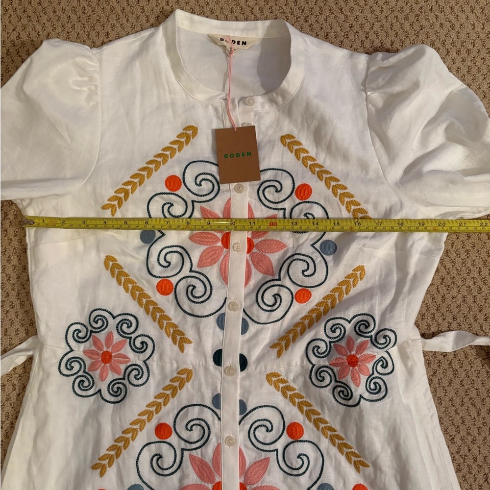 Boden dress NWT Ruby linen blend embroidered dress US 10 stunning current D1273 - Picture 5 of 12